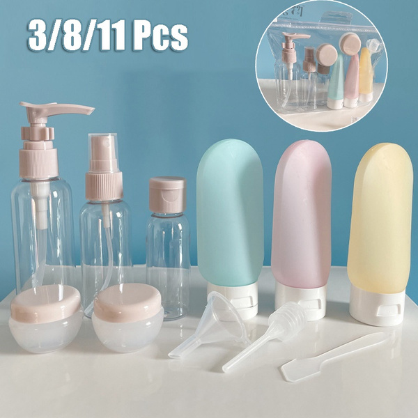 3/8/11Pcs Travel Refillable Bottle Set Spray Lotion Shampoo Shower Gel ...