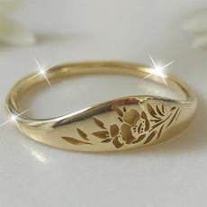 Flowers, wedding ring, gold, rings for women