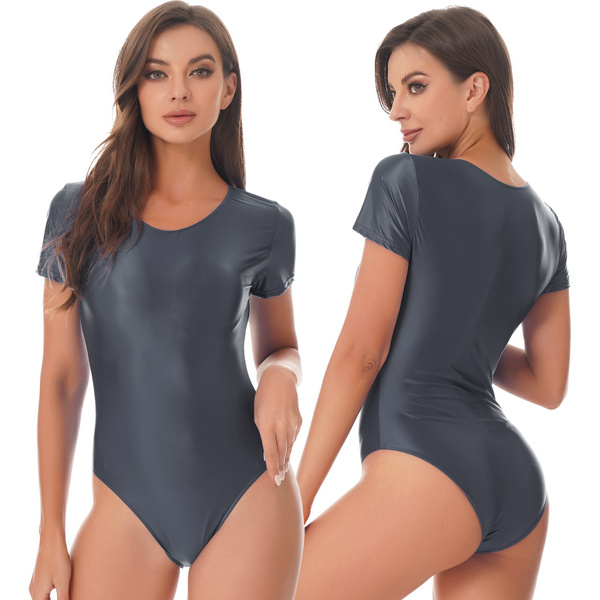 Sexy Women's Bodysuit One Piece Swimsuit Bikini Shiny Thongs Leotard Top