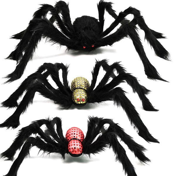 75cm Halloween Giant Spider Outdoor Halloween Decorations Large Fake Hairy Spider Scary Furry 