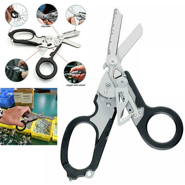 Trauma Shears Emergency Raptor Scissors Tool Stainless Steel Foldable Trauma Shears With Strap