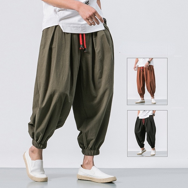 Baggy Cotton Linen Men's Women's Harem Pants Hip Hop Wide Leg Trousers  Casual Loose Vintage Nepal Style Pants Pantalon Hombre | Fruugo AE