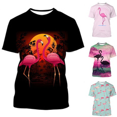 Summer, flamingo, Shirt, Tops