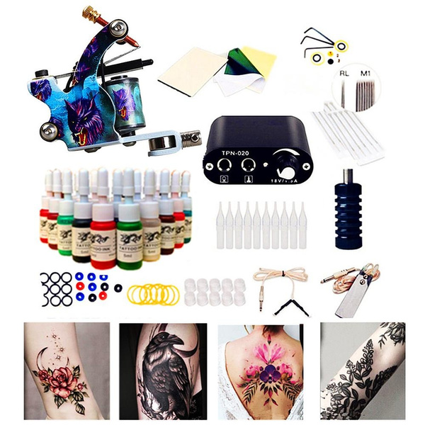Tattoo Kit Complete Set Tattoo Machine 14 Colors Tattoo Ink Black Mini