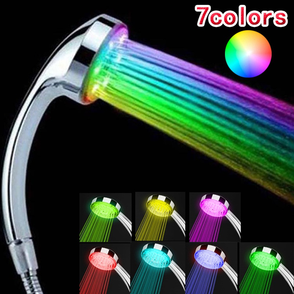LED 7 Colors Shower Head Water Glow Light Colorful Changing LED Shower