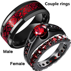 Couple Rings, Steel, Engagement, Princess