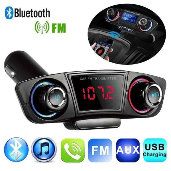 USB Car FM Transmitter 1.3 Inch LCD Monitor Wireless Bluetooth Hands Free  Call Car Charger FM Transmitter MP3 Player Radio Adapter