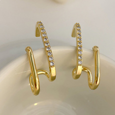 Korea fashion, DIAMOND, gold, Stud Earring
