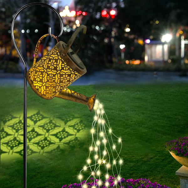 Solar garden watering can lights solar waterfall lights with cascading