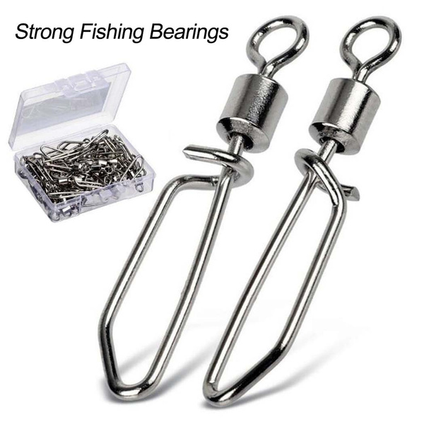 10/30Pcs Stainless Fishing Swivels Snap Rolling Swivel with T shape snap  ice Fishing Connector