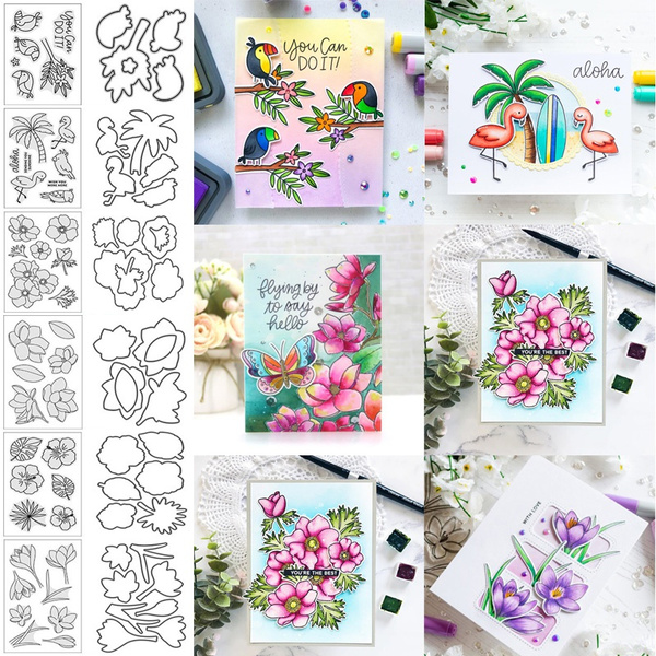 Flower Bird Metal Cutting Dies and Stamp for DIY Scrapbook Paper Craft ...
