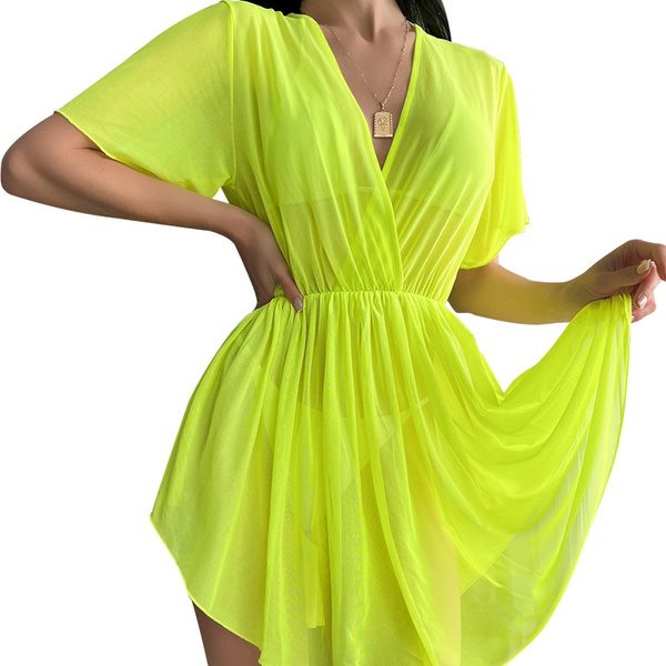 Women's Summer Bikini Cover Up Sexy Sheer Swimsuits Coverup Mesh