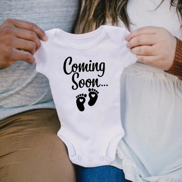 Baby Announcement Bodysuit Coming Soon Newborn Baby Bodysuits Summer Boys  Girls Romper Body Pregnancy Reveal Clothes