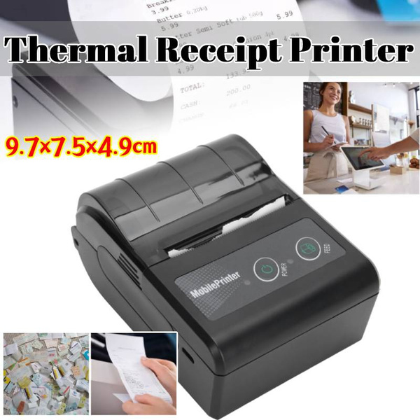 Thermal Receipt Printer, Portable Ticket Pass Bill Mini Label Machine 100‑240V(9.7x7.5x4.9cm) Wish