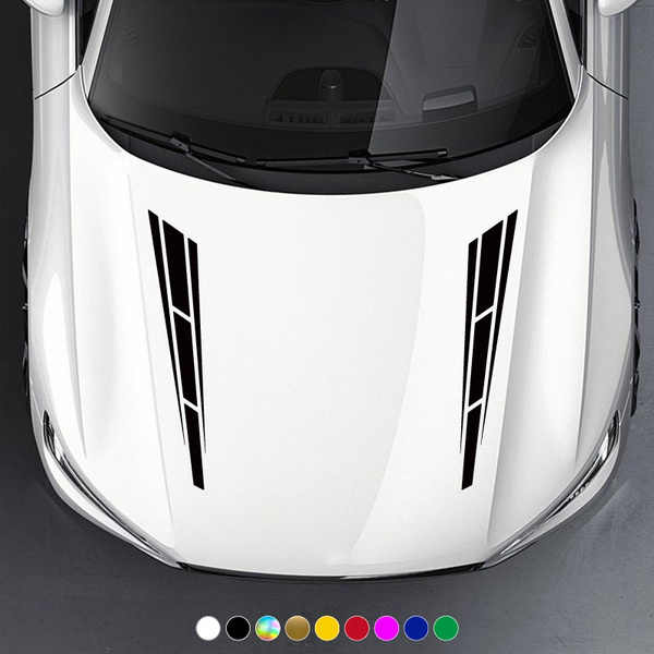 2PCS Stripe Car Hood Covers Vinyl Sports Car Decal Head Decorative ...