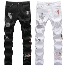men's jeans, nightclubclothing, Embroidery, pants