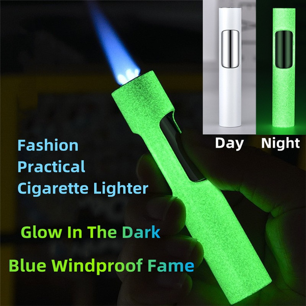 Exquisite Luminous Flashlight Lighter Gas Jet Windproof Cigarette ...