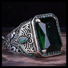 ringsformen, vintageantlerstotem, emeraldring, 925 silver rings