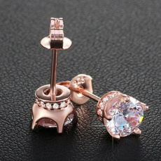 DIAMOND, moissanite earrings, gold, Stud Earring