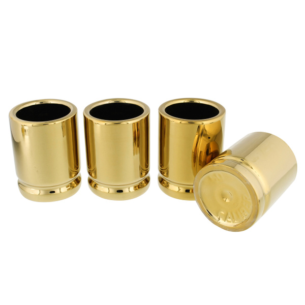 Tactical45 Shot Glass Set Novelty 50 Caliber Ammo Casing 4pc Gold