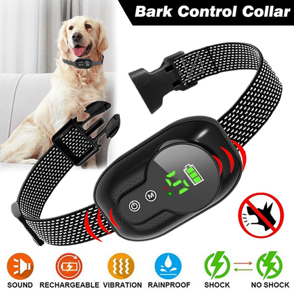 USB Rechargeable Pet Dog Anti Barking Control Collar Electric Shock Dog ...