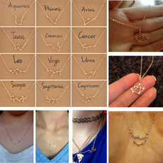 zodiacnecklace, Jewelry, Gifts, gold