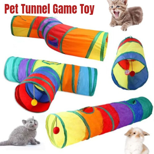 Collapsible Pet Cat Rainbow Tunnel Game Toy Interactive Indoor Cats ...