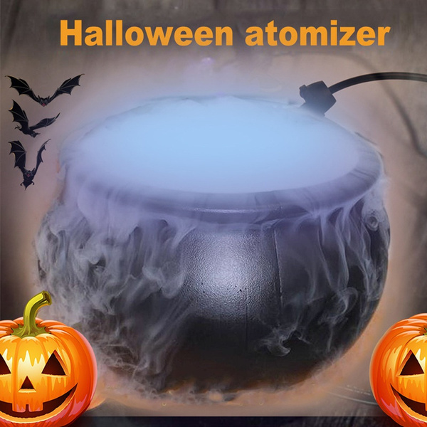 wish.com | Halloween Witch Jar Cauldron Mist Maker Fogger Atomizer Air Humidifier Water Fog Machine Color Light Holiday Decoration