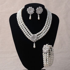 Charm Bracelet, Pearl Earrings, Bracelet, Rhinestone