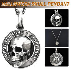 Steel, skullnecklace, skullpendantnecklace, punk necklace