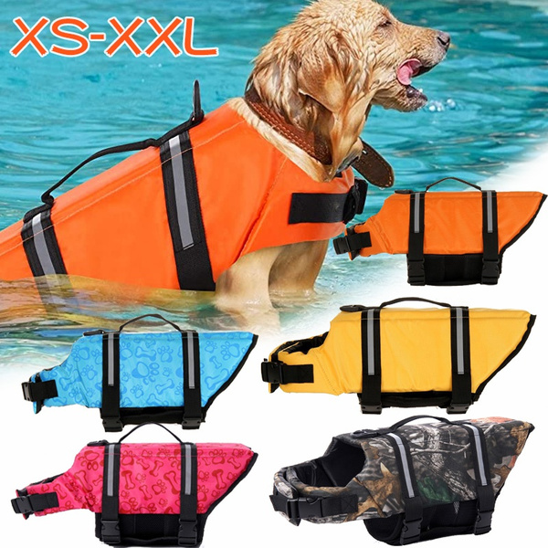 Dog Life Jacket with Reflective Stripes and Rescue Handle, Adjustable