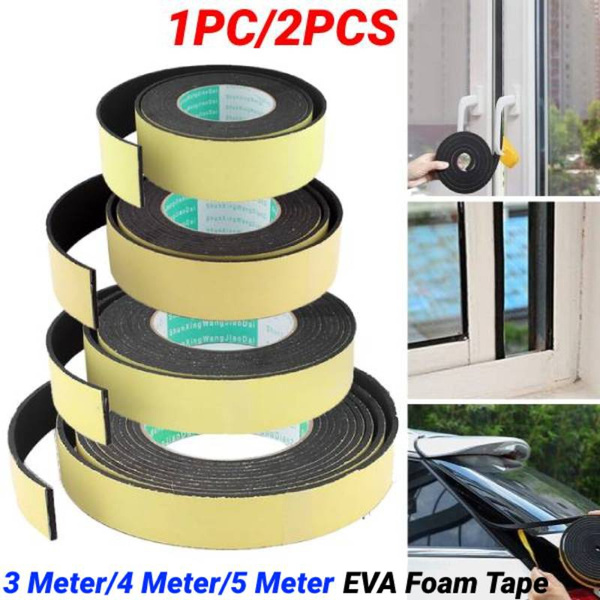 1 Roll/2 Rolls High Density Foam Insulation Tape Adhesive Rubber Strip