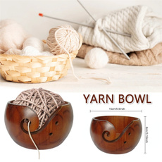 knitted, Sewing, Knitting, yarnballwoodenstoragebowl