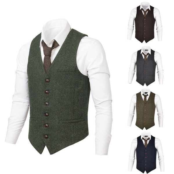 New MENS WOOL BLEND TWEED WAISTCOAT VEST GILET - ALL SIZES | Wish