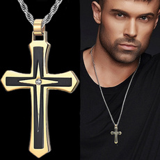 18kgoldnecklae, christmasnecklace, Stainless Steel, Cross
