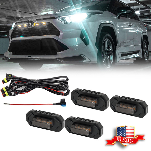 For Toyota RAV4 20192022 Front Grille White LED Lights Raptor Style
