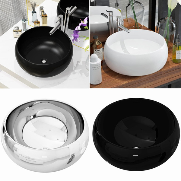 Round Bathroom Sink Ceramic Vanity Basin Bowl | Wish