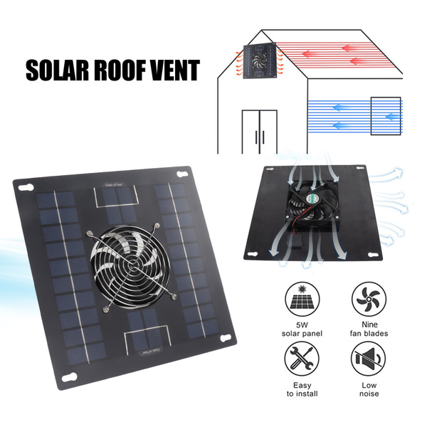 12V Solar Powered Exhaust Fan Monocrystalline Solar Panel Fan Kit For