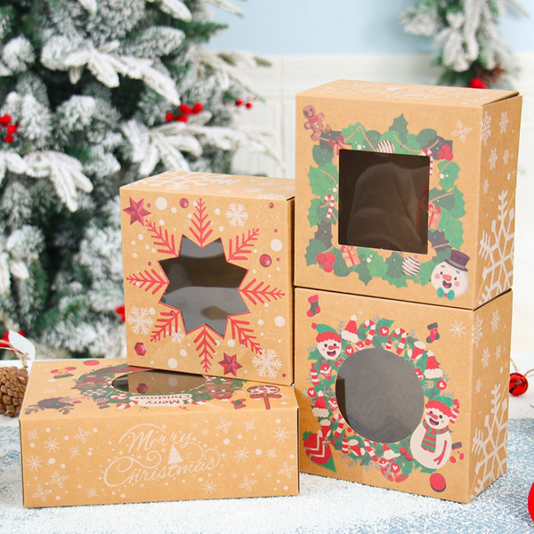 Christmas Goodies Boxes With Window Dessert Treat Boxes Cardboard ...