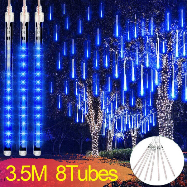 Waterproof 3.5M LED Meteor Shower Rain Lights, Falling Raindrop Fairy
