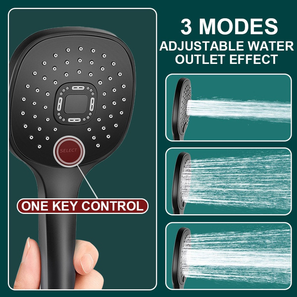 3 Modes High Pressure Shower Head Water Saving HandHeld Spray Nozzle