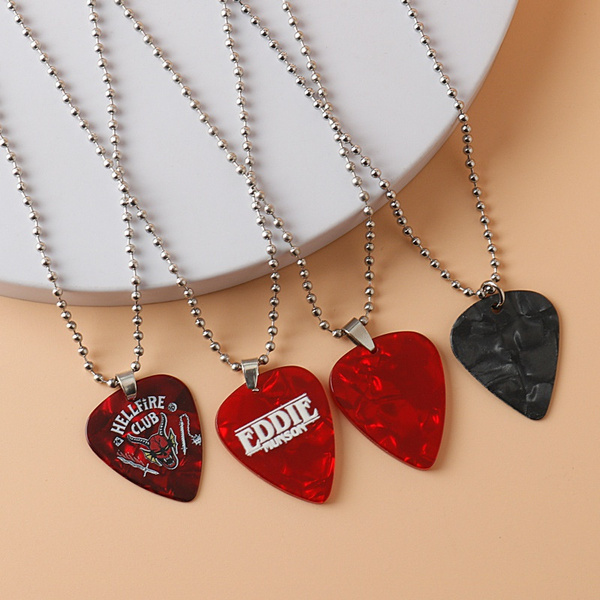 TV Drama Necklaces for Men Eddie Munson Guitar Pick Pendant Hellfire Club  Necklace Accessories Gift Freeshipping