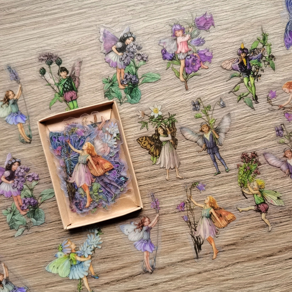 45Pcs/Box Waterproof PET Fairy Butterfly Stickers Vintage Flower Elfin