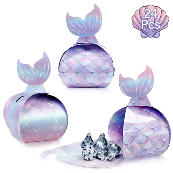24 Pcs Mermaid Candy Bags Mermaid Party Decorations Supplies Boxes for
