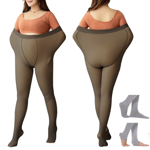 Plus Size Tights Womens Thick Fleece Lined Pantyhose High-Waist