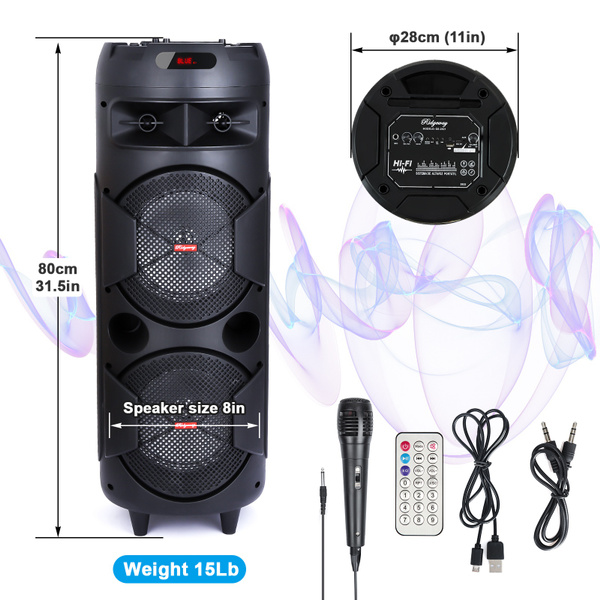 Dolphin BoxParty 1600: 15 High Powered Bluetooth Party Speaker – Deep Bass, Loud Sound System with LED Lights, Includes Microphone and Remote Control