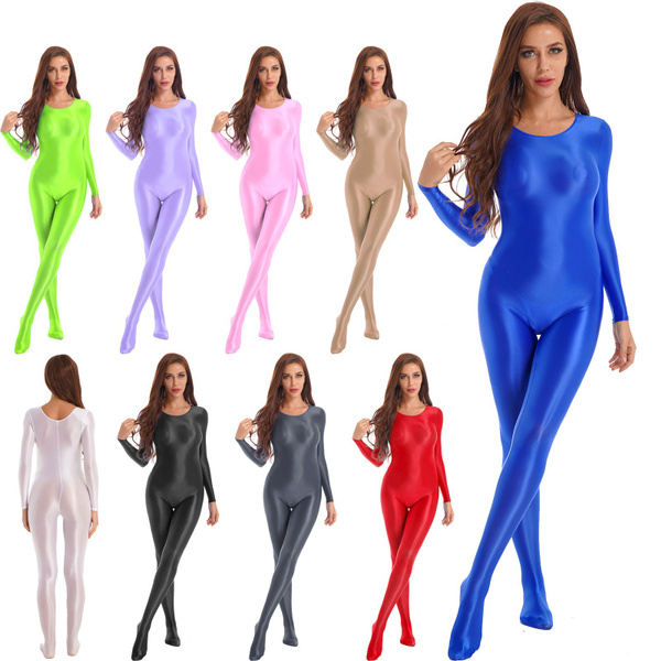 BODYWEAR LTD - Girls Shiny Nylon Long Sleeve Stirrup Catsuit - Full
