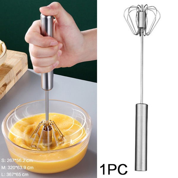 1pc Semi-automatic Stainless Steel Egg Beater For Cream And Egg