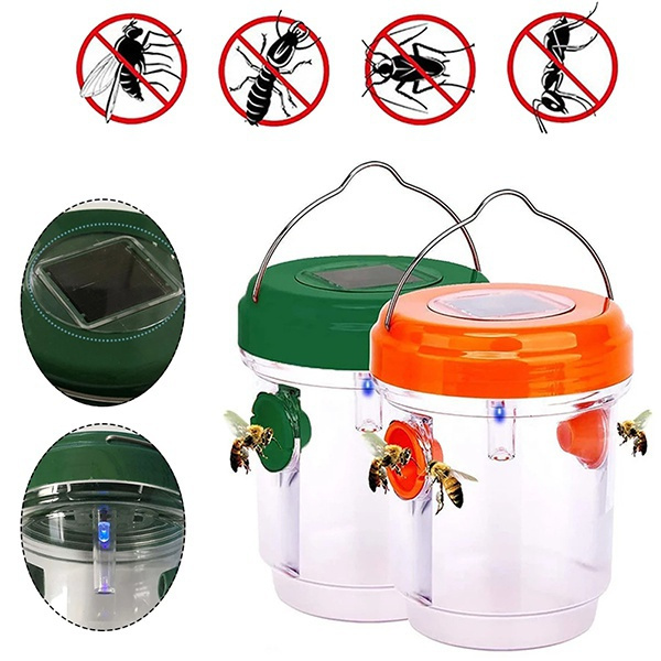Solar Powered Wasp Trap Hanging Fruit Fly Trap with Double Entry ...
