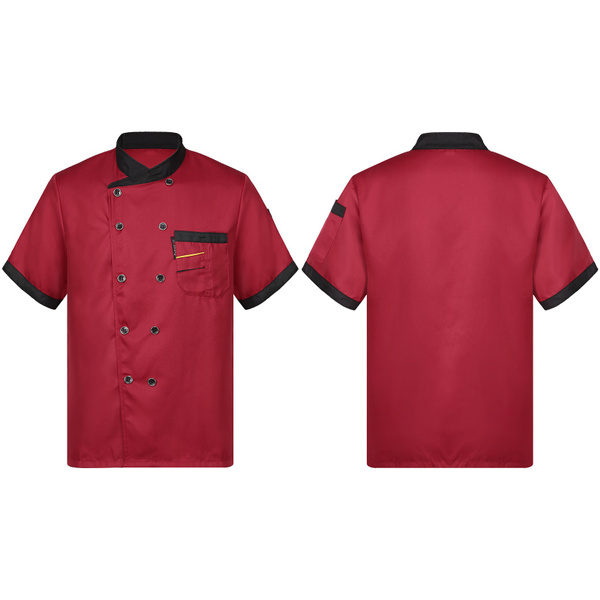 Women Men Double Breasted Short Sleeve Chef Coat Uniform Jackets Cooks ...